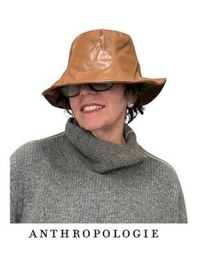 Anthropologie Wyeth Vegan Leather Bucket Hat - OS Brown/Whiskey color